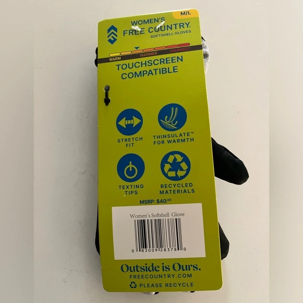 NWT Free Country Women's Softshell Glove